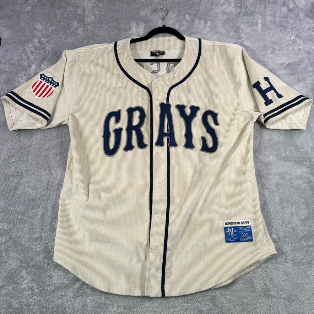 Ebbets Field Homestead Grays Jersey Mens 3XL Cream Gibson 20 Corduroy RARE NGL